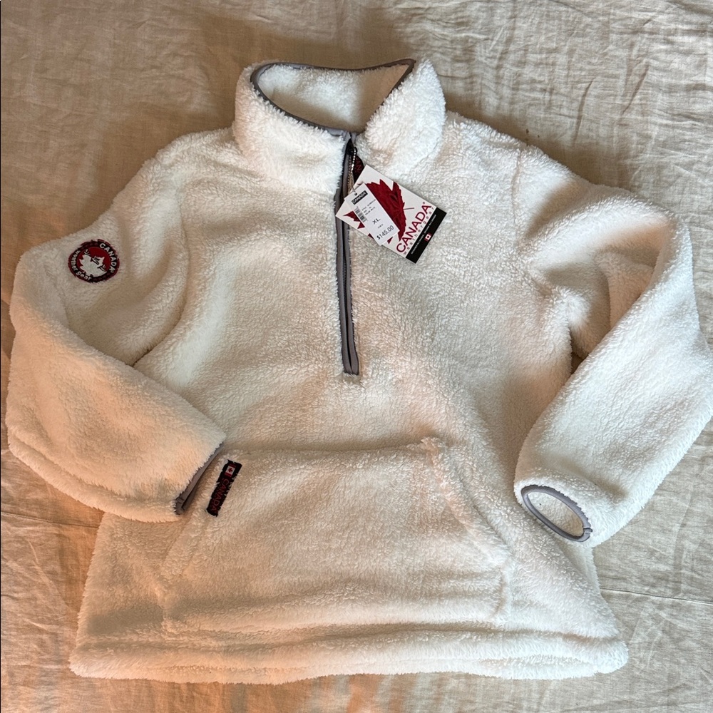 Women's White Fleece Pullover